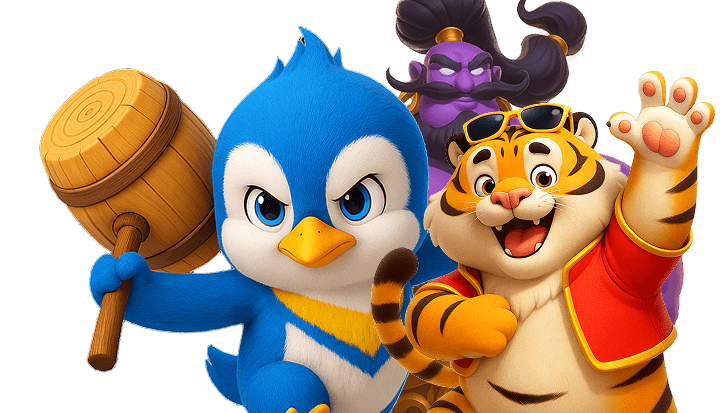 Playful cartoon animals characters